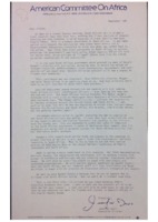 American Committee on Africa Letter, 1981