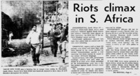 Riots Climax in S. Africa