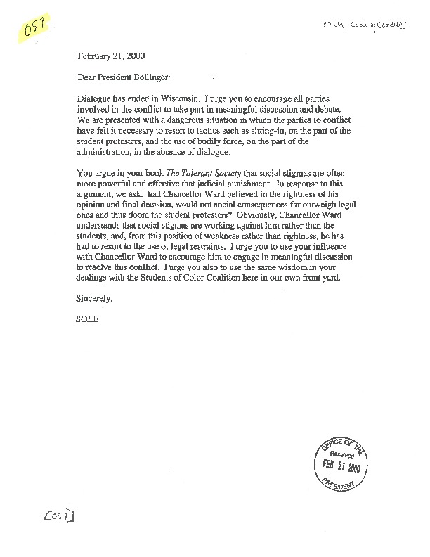 SOLE Letter to Bollinger to Push Chancellor Ward in Wisconsin to Adpot WRC 2000.pdf