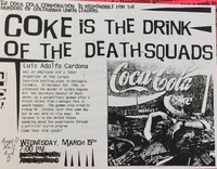 Coke is the Drink of Death Squads Flyer