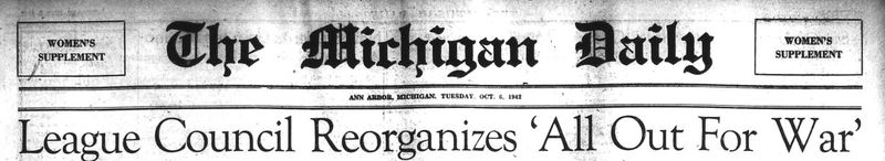 Michigan Daily, Women's Supplement headline for October 6, 1941