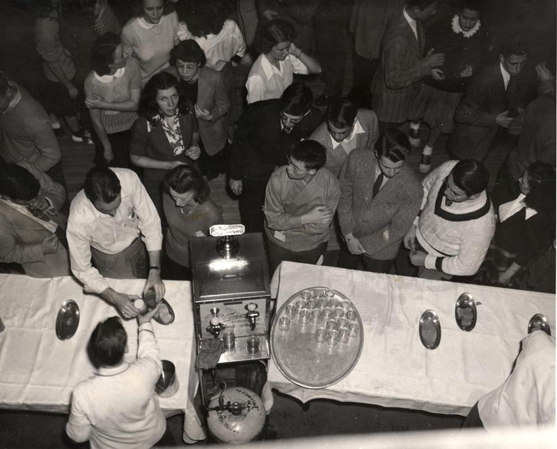 Overhead view of Michigan Union "Coke Bar," photo taken for 1943 Michiganensian