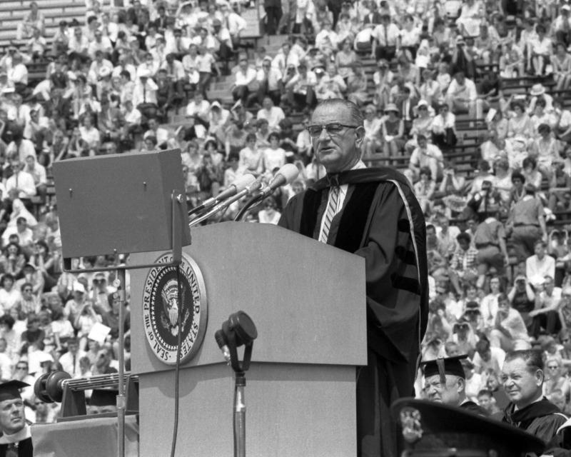 Lyndon Johnson at U-M Commencement, May 22, 1964