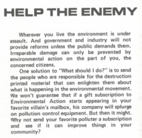 Environmental Action, "Help the Enemy"