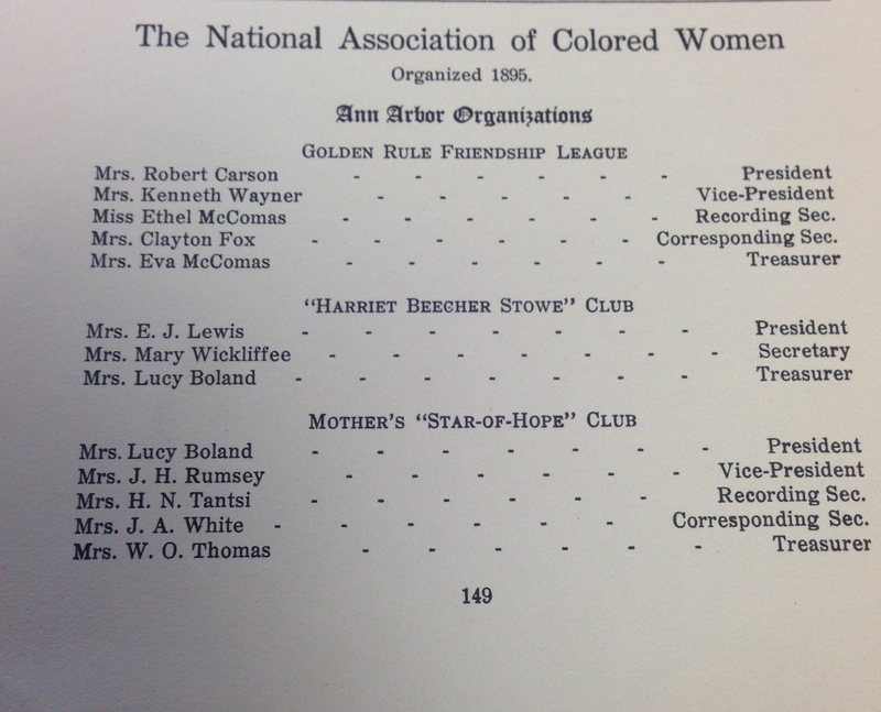 National Association of Colored Women, Ann Arbor