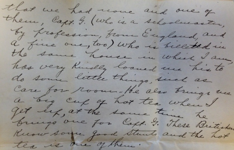 Harry Crawford Letter Commenting on British Servants