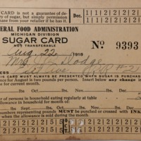 Sugar Ration Card