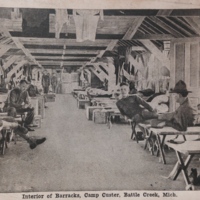 Postcard of the Interior of Barracks, Camp Custer, Battle Creek, MI