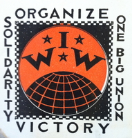 IWW Sticker: "Organize-One Big Union-Victory-Solidarity"