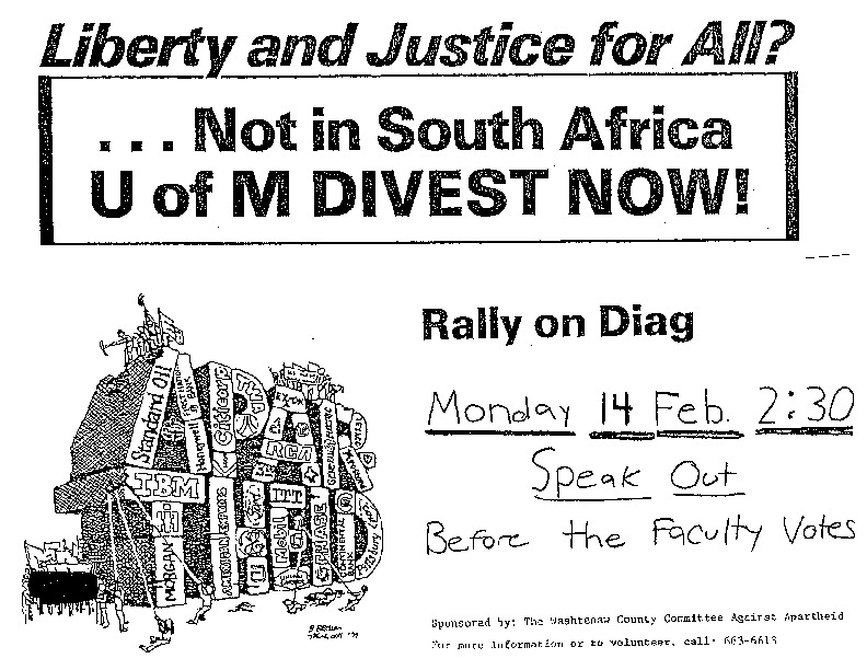 Liberty and Justice for All? Not in South Africa, U of M Divest Now!