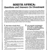 American Committee on Africa, Q&amp;A on Divestment, 1981