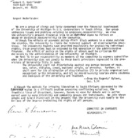 Committee on Corporate Responsibility Letter to Regent Nederlander Regarding Compliance with University Title IX Code, March 10, 1978