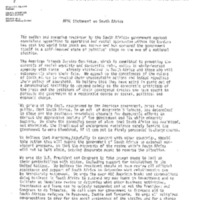AFSC Statement on South Africa, 1977