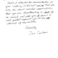 letter from Jim Carlson