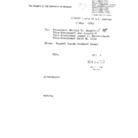 Bullard, Perry, Letter to Regent Sarah Goddard Power, May 5, 1983, 1977-1986 Folder 2 of 3, Box 425, UM Presidents Supplemental Files, Bentley Historical Library, University of Michigan.