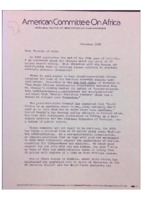 American Committee on Africa Letter, 1980