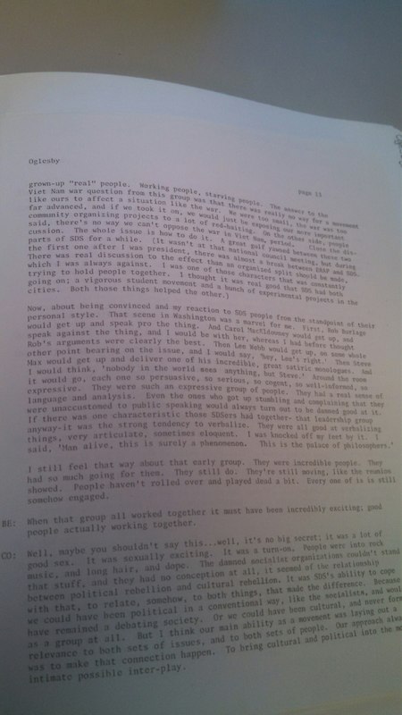 Carl Oglesby Interview page 13