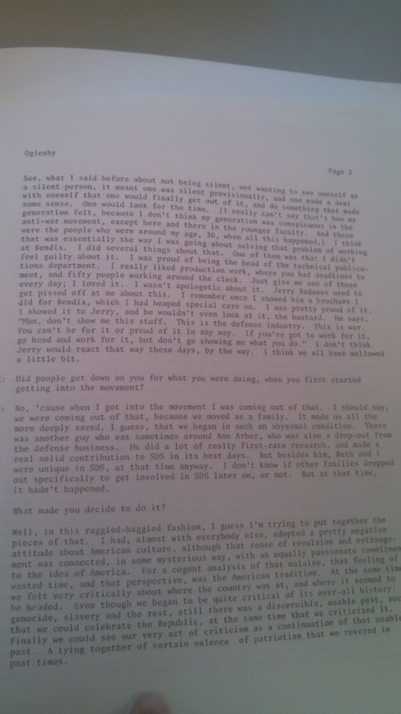 Carl Oglesby Interview page 3