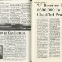 ‘U’ Receives Over 600,000 in New Classified Projects by Jim Heck December 7, 1967