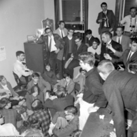 University of Michigan students and a faculty member, perform a sit-in at the Selective Service Office in Ann Arbor, MI.