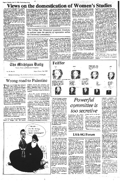 1980.04.15-Michigan Daily-Views on the domestication of Women's Studies.pdf