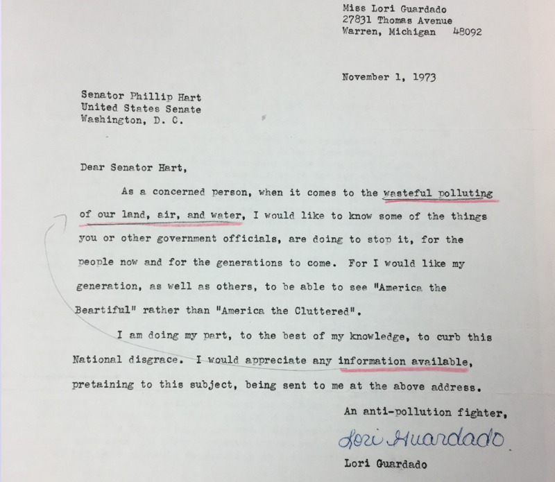 (1) Letter from Michigan Citizen: November 1, 1973