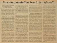 Can the Population Bomb Be Defused? 