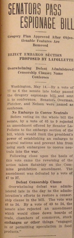 Daily 5:15:1917 Senators Pass Espionage Bill helena.jpg